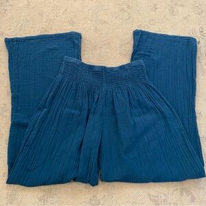 Lotus and Luna 100% Cotton Guaze Pants Wide Leg High Smocked Waist Small Medium